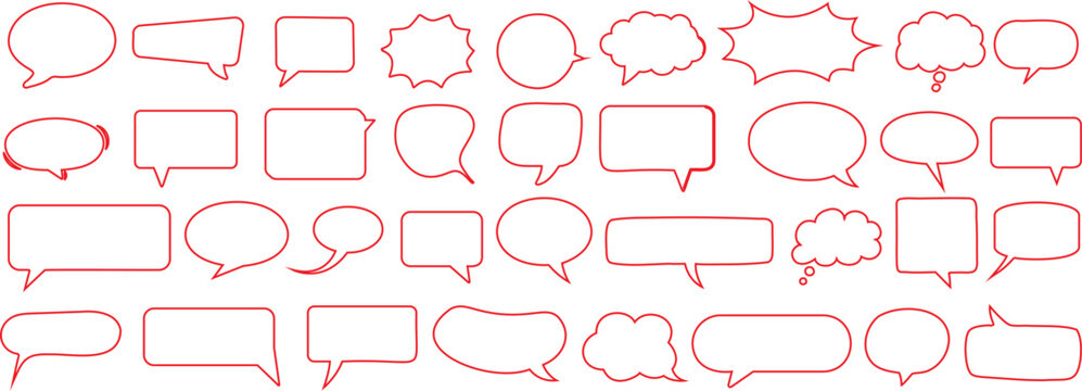 collection of dialogue boxes, diverse chat box, speech bubble shapes, and styles. communication symbols,