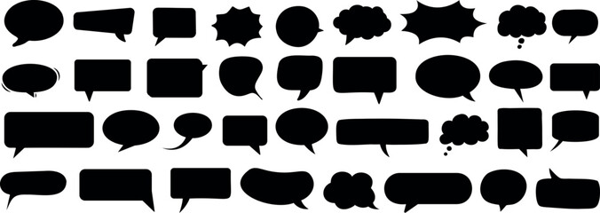 dialogue box silhouette vector set - obrazy, fototapety, plakaty