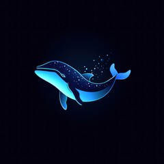 Obraz na płótnie Canvas Neon Glowing Whale Illustration in a Cosmic Setting With Dark Background