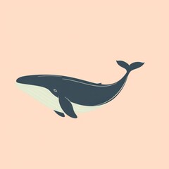 Graceful Blue Whale Illustration Captured in a Minimalist Flat Art Style