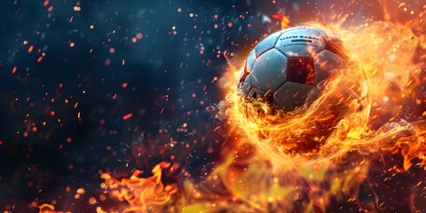 Football with fire aura. champion tournament banner a soccer ball on transparent background.
 - obrazy, fototapety, plakaty