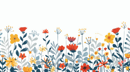 White background with decorative flowers flat vector isolated