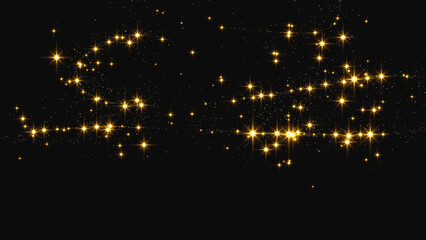 Fototapeta na wymiar Gold glittering confetti wave and stardust