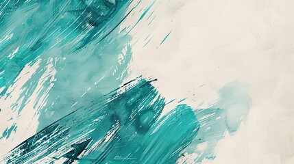 Abstract painted background with teal and blue brush strokes.