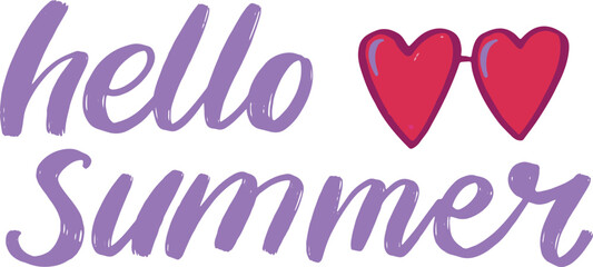 hello summer lettering and illustration