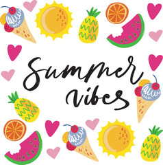 hello summer lettering and illustration