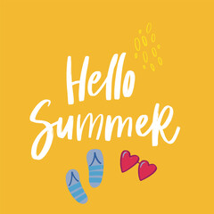 hello summer lettering and illustration