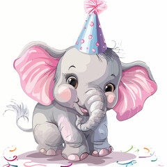 Newborn baby elephant Birthday Clipart 