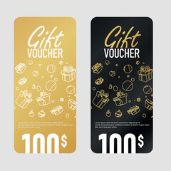 Vector set of luxury gift certificates Elegant template for holiday gift card coupon and certificate