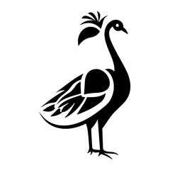 Simple peacock isolated black icon