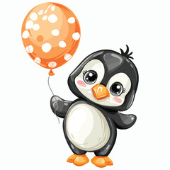 Penguin Baby With Balloon Clipart clipart isolated on