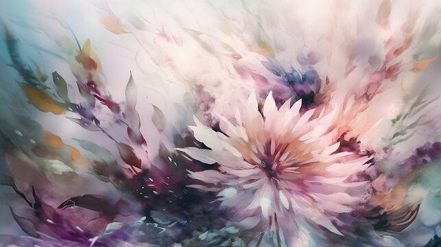 watercolor painting of flowers abstract background