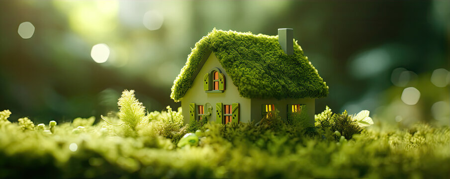 Minimalistic eco huse concept design. Enviromental and green concept.