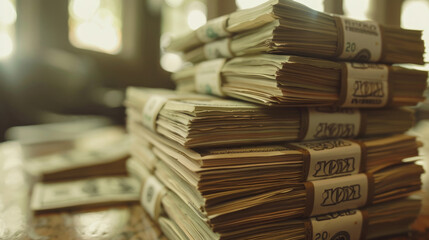 Fototapeta premium Stack of Dollar Bills Money Cash