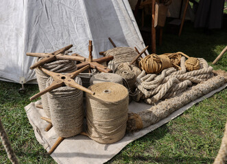 coils of ropes made in the traditional way from natural materials