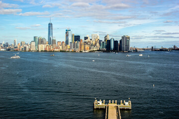 Manhattan Skyline in New York City, NY. Manhattan is the most densely populated borough of New York...