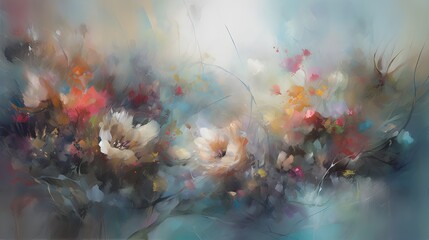 Fototapeta na wymiar soft romantic floral painting background
