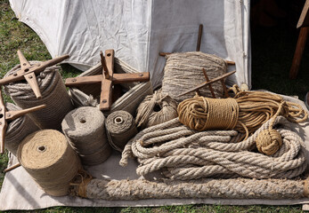 coils of ropes made in the traditional way from natural materials