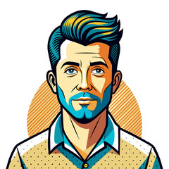 Portrait of a man with a beard and mustache. Vector illustration.