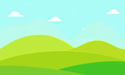Stoff pro Meter Vector green field. beautiful summer landscape © Nganhaycuoi