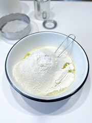 Flour and whisk for thickening agent in food recipes