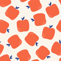 Seamless pattern with Red apples. Vector