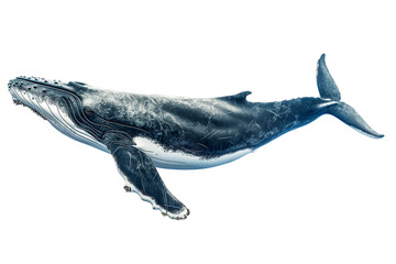 A whale isolated on a transparent background, Generative AI