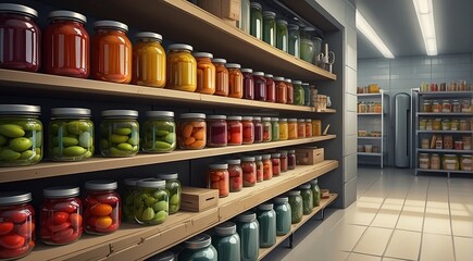 Pantry with neat and organized shelves, showcasing cooking essentials.