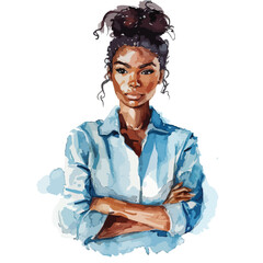 Watercolor Black Girl Boss Clipart
