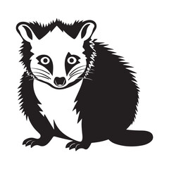 Obraz premium Possum silhouette black white vector illustration