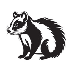 Obraz premium Possum silhouette black white vector illustration
