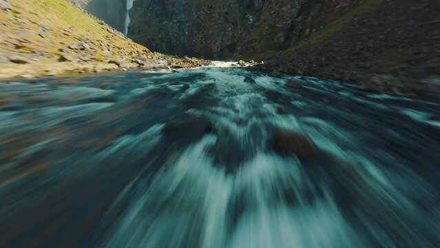 FPV Drone flying towards a massive waterfall!