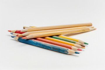 Obraz premium color pencil on white background, wooden colored pencils