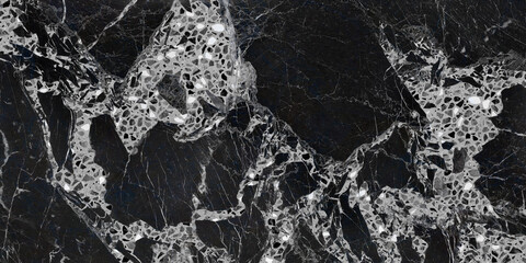 black marble and terrazzo texture, polished digital tile surface for floor tile - 768559185