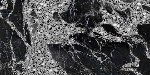 black marble and terrazzo texture, polished digital tile surface for floor tile - 768559351