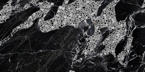 black marble and terrazzo texture, polished digital tile surface for floor tile - 768559360