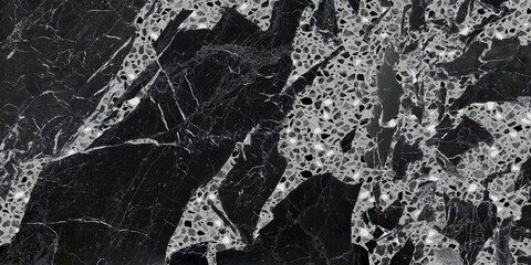 black marble and terrazzo texture, polished digital tile surface for floor tile - 768559534