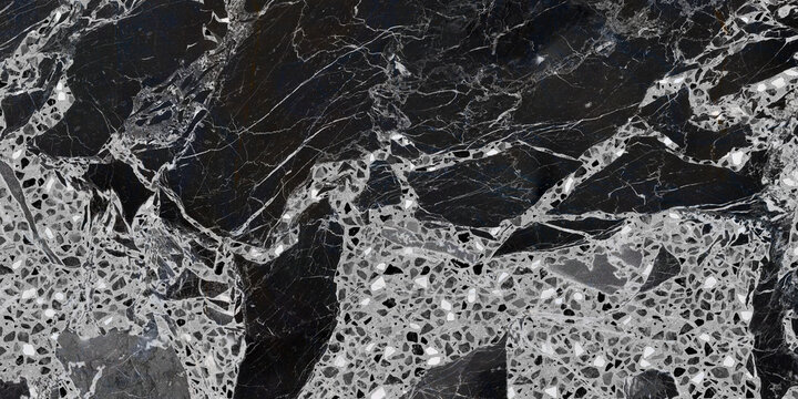 black marble and terrazzo texture, polished digital tile surface for floor tile