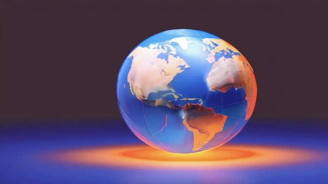A computer generated image of a globe with a blue and orange background 4K motion