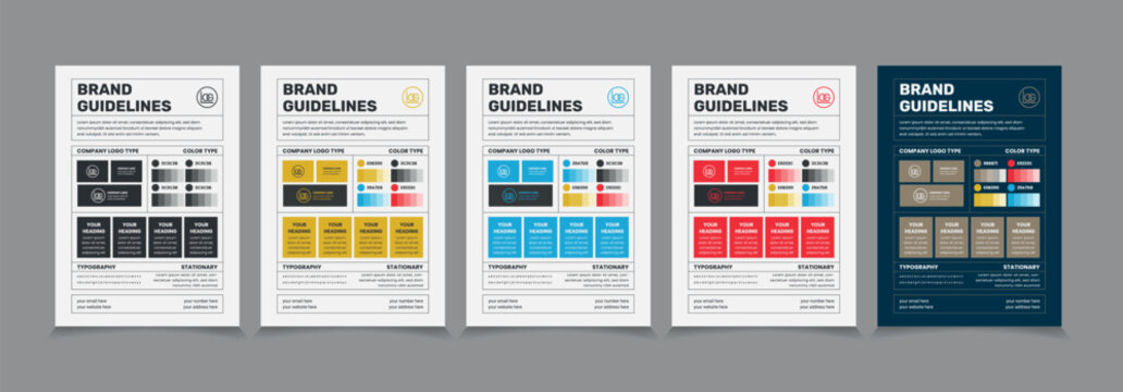 A4 Brand Guidelines Poster Layout Set, Simple style and modern Brand Guidelines, Brand identity Template.