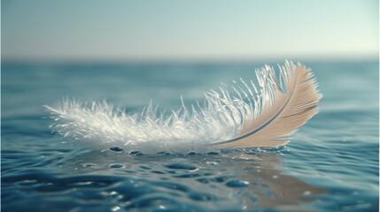 A solitary feather drifts through the air  its delicate form a subtle reminder of the beauty of flight.