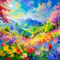 Obraz na płótnie Canvas Sunny_Spring_Day_in_Blossom_Park