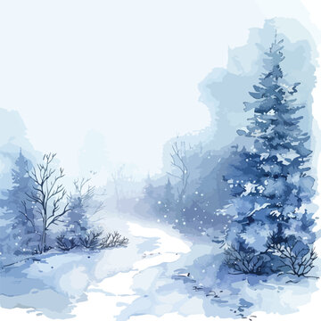Watercolor Winter Background clipart isolated on white