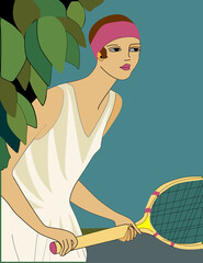 colorful background ,girl tennis player on a summer day - 768562761