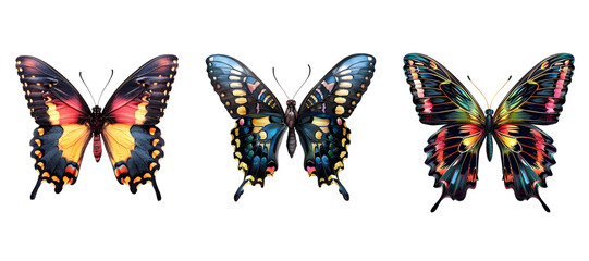 Beautiful Butterfly illustration isolated on white background. Transparent. Generative AI.