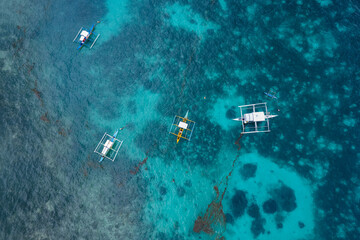 scene in the sea,Catamarans on Siargao Island Philippines