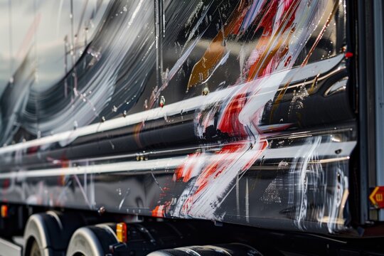 detailed shot of brush strokes on a trucks side image