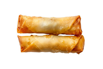 Two Traditional Chinese Spring Rolls isolated on transparent or white background, png