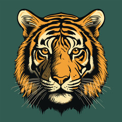The tiger’s intense gaze and striking stripes stand out in this vivid illustration