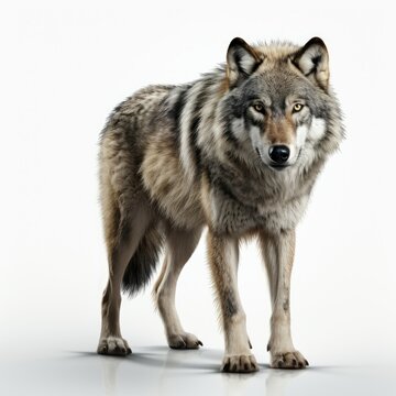 Lonely Gray Wolf on white background